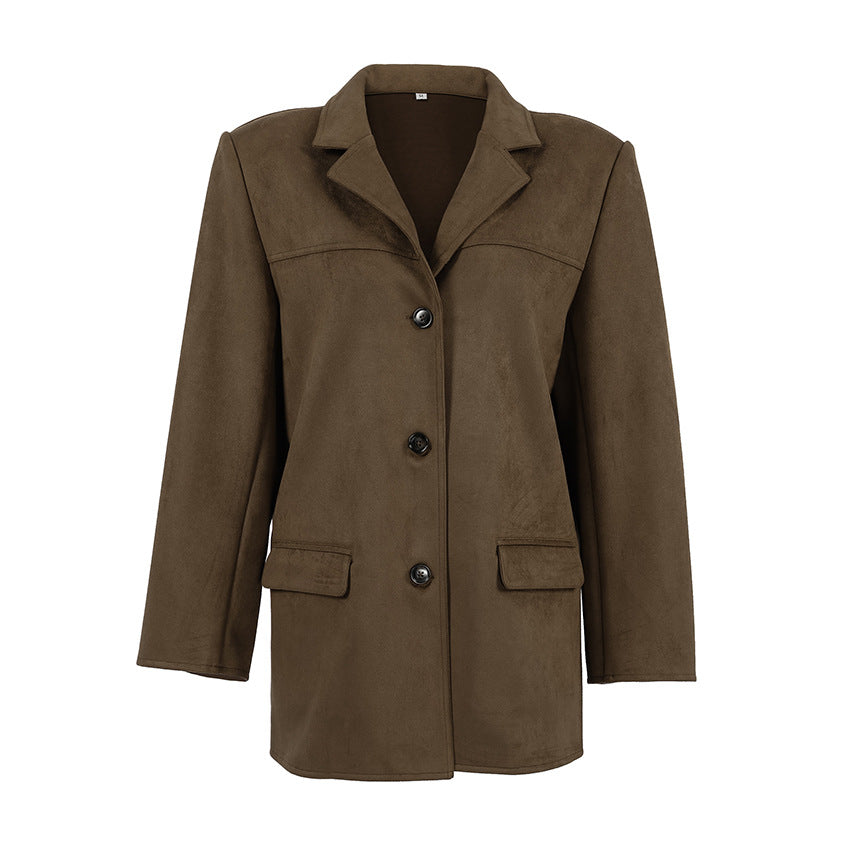 Retro Suede Lapel Personalized Niche Loose Coats