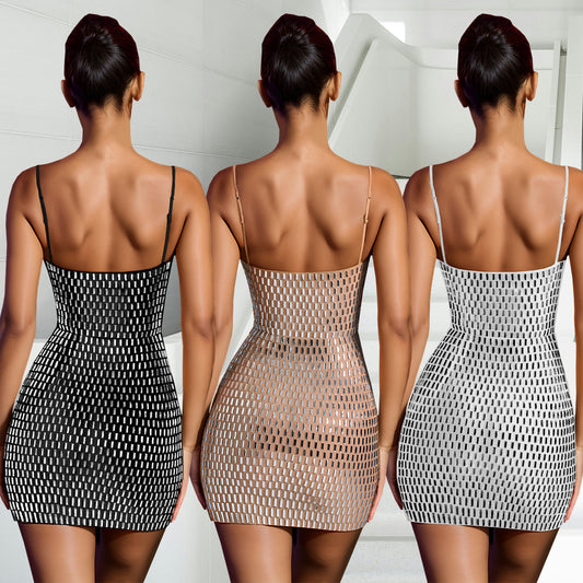 Women's Fashion Wear Sexy Slim Fit Rhinestone Dresses