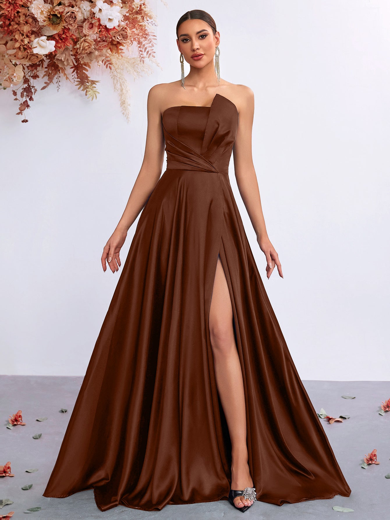 Sexy Tube Elegant Waist Slit High-grade Banquet Tops