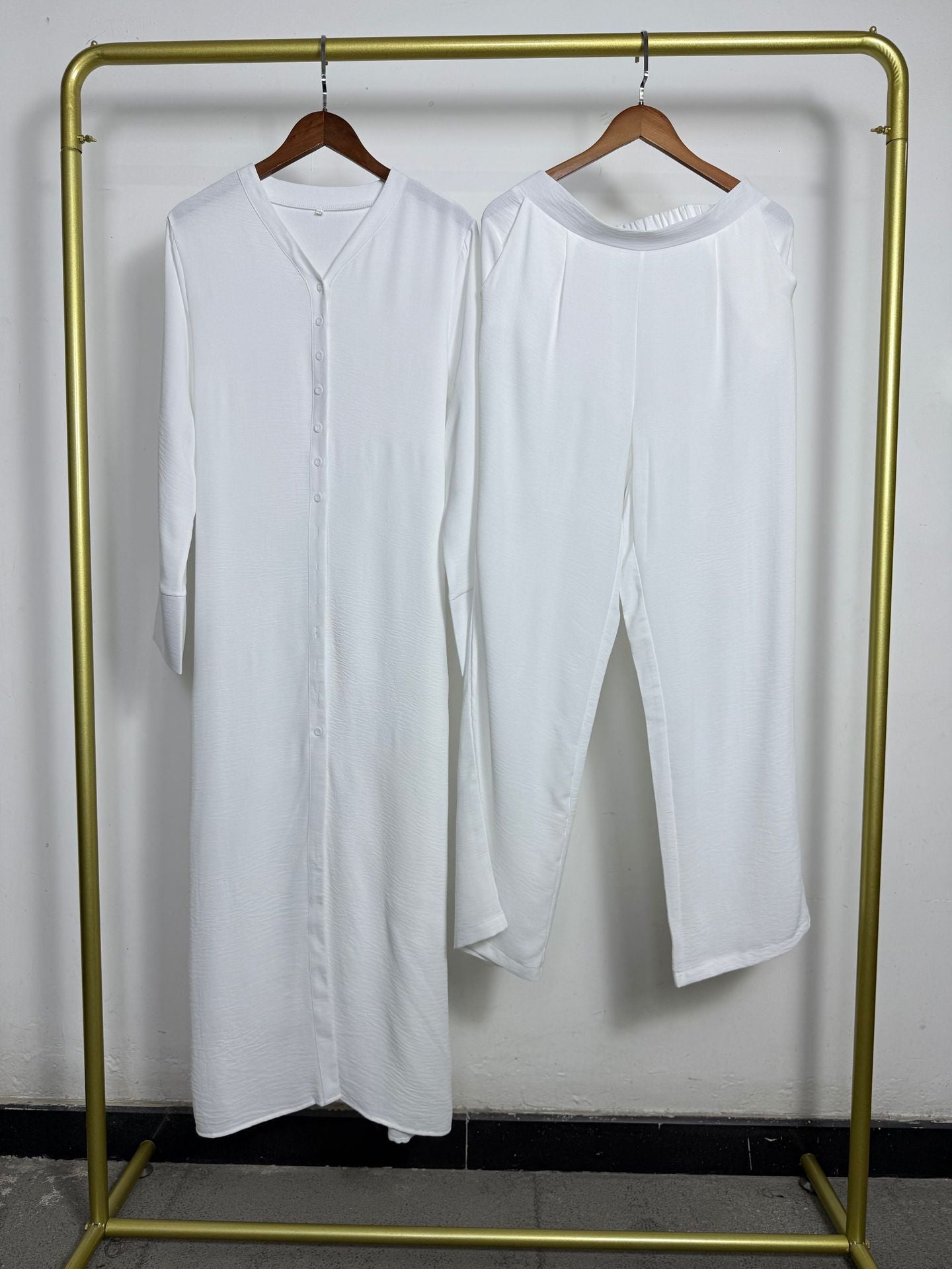 Elegant Long Shirt Two-piece Fashion Single-breasted Dress