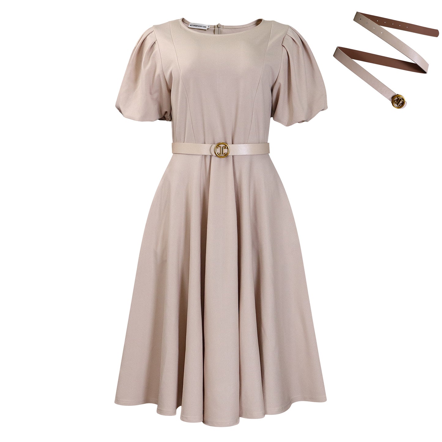 Women's Large Hem Puff Sleeve A- Line Dresses