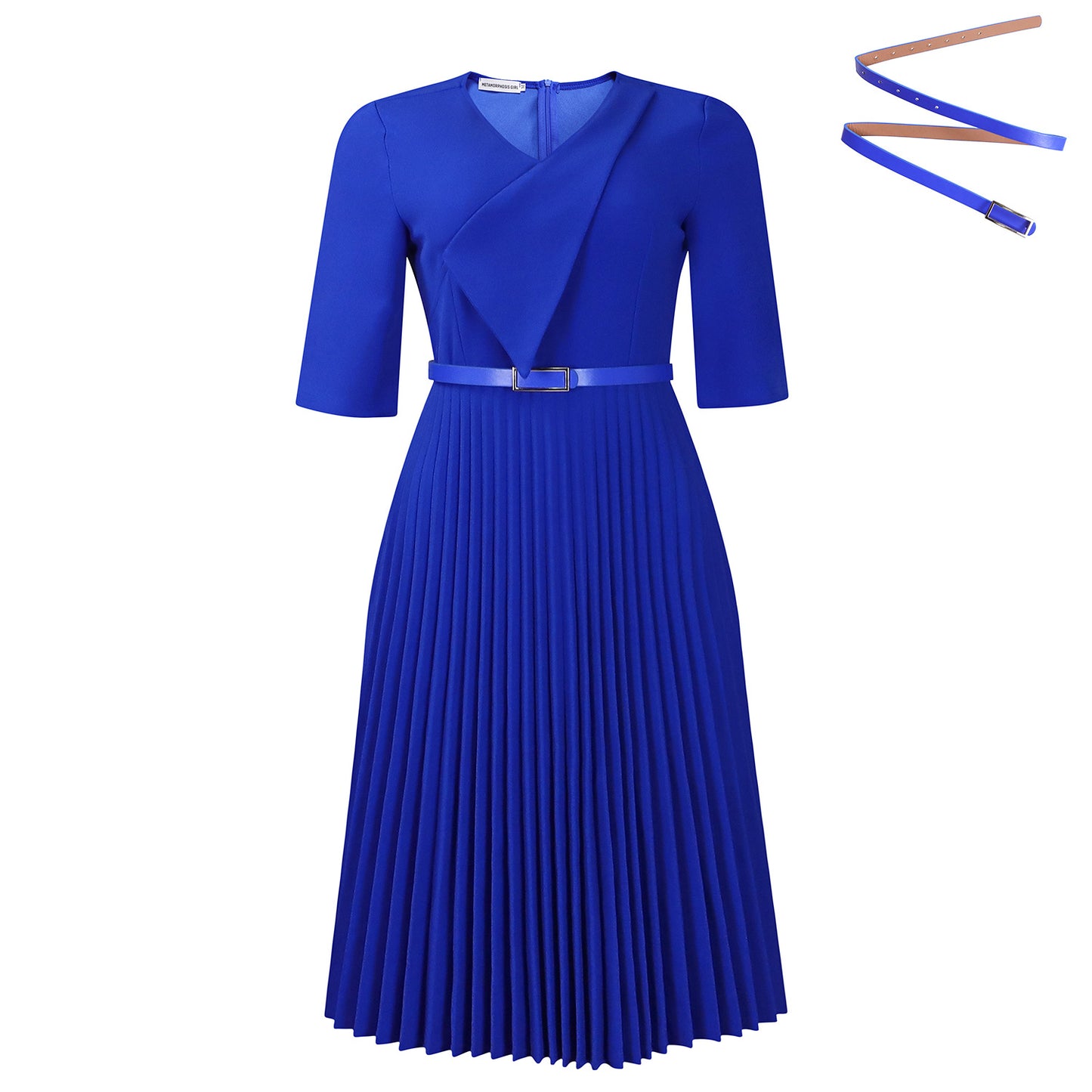 Women's Summer Fashion Temperament Solid Color Pleated Plus Size