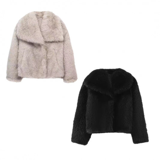 Women's Cool Autumn Lapel Fur Plush Coats