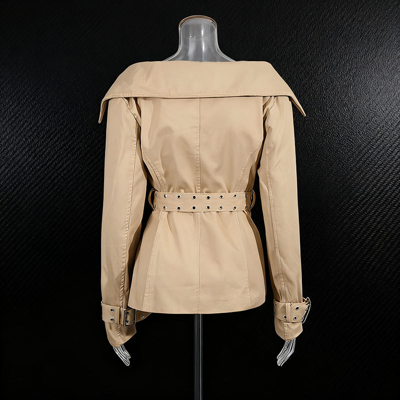 Women's Trench Autumn Retro Large Lapel Double Breasted Fitted Coats