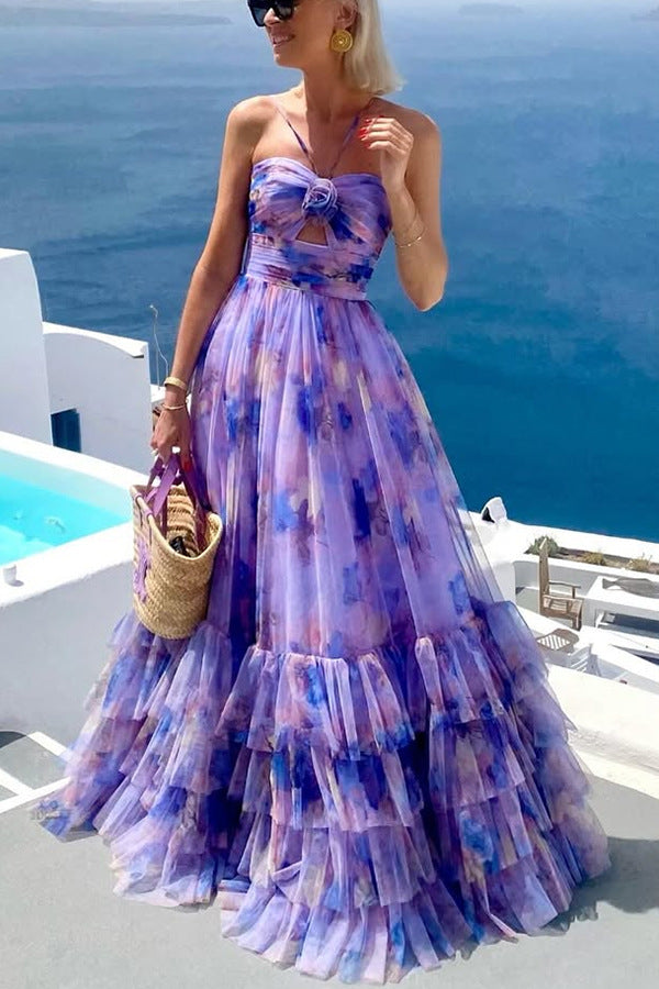 Women's Three-dimensional Flower Decoration Sleeveless Sling Oversized Dresses