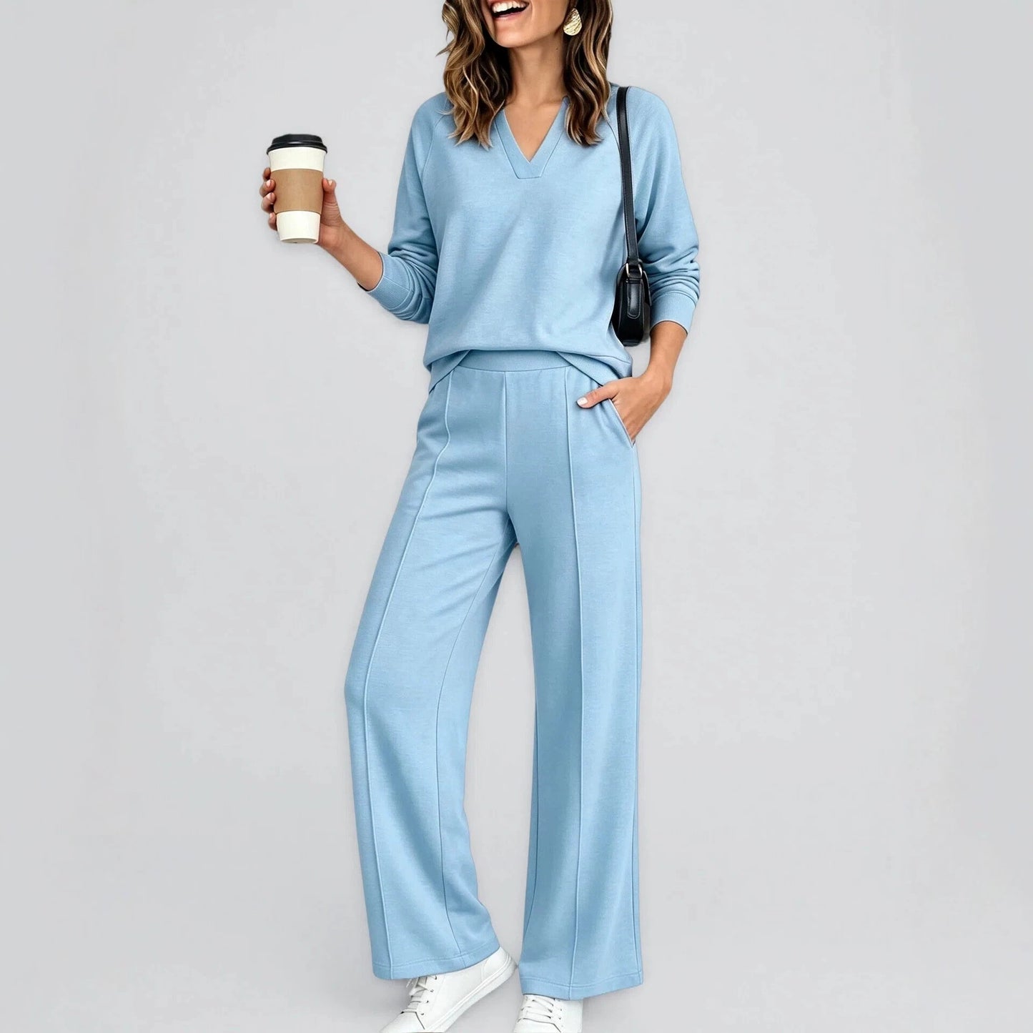 Women's Sportswear Solid Color Long-sleeved Trousers Fashion Casual Suit