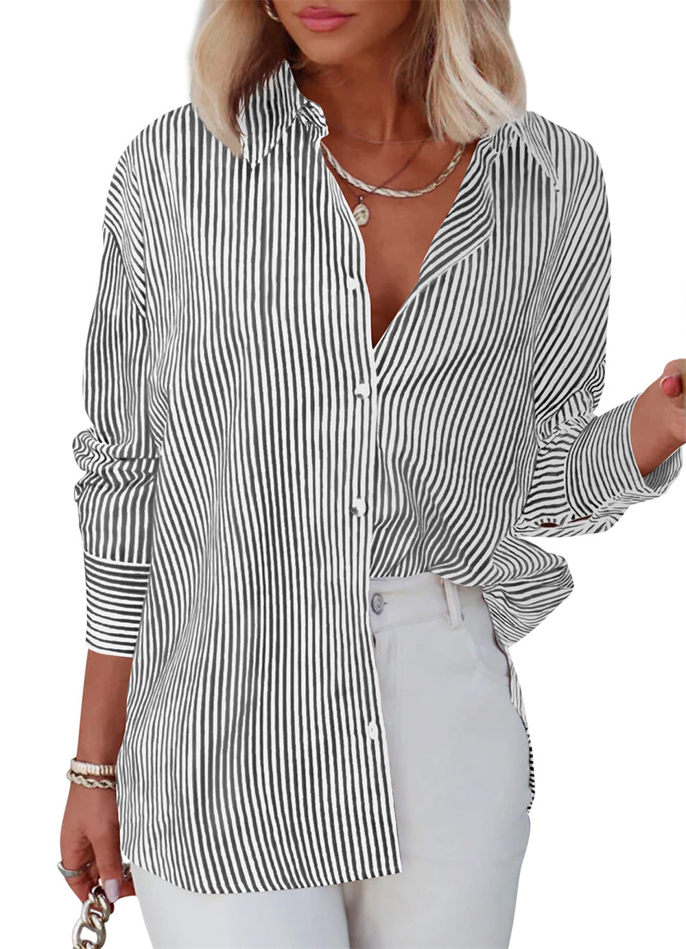Women's Button Shirt Classic Long Sleeve Fashion Collar Blouses