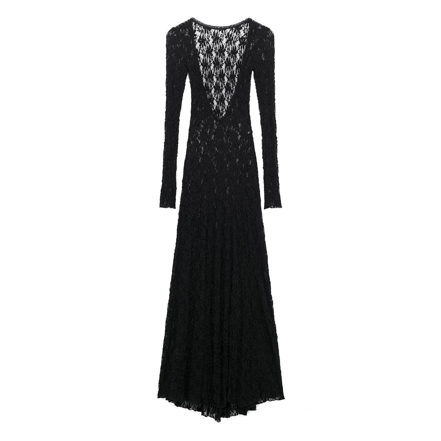 Women's Lace Round Neck Long Sleeve Backless Dresses