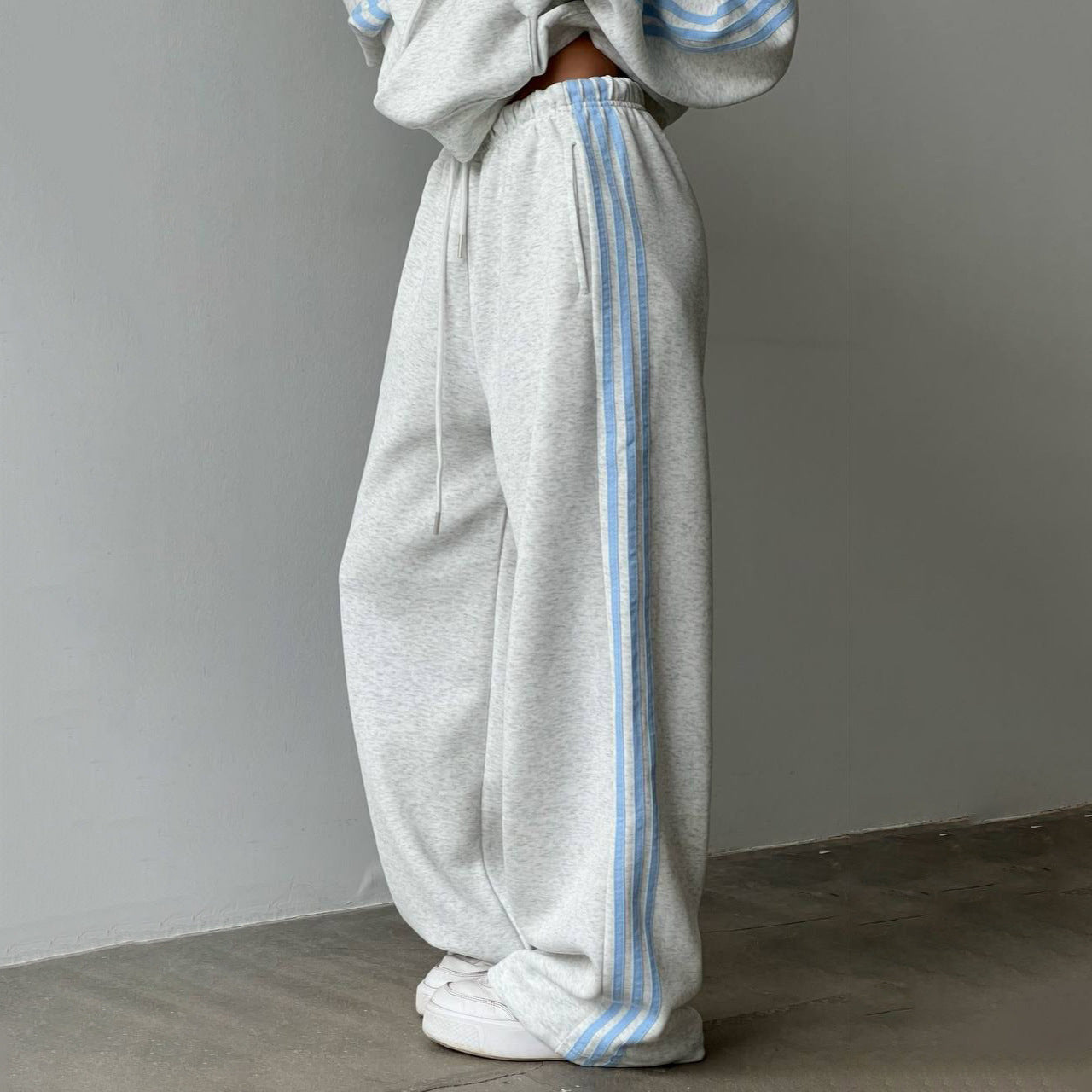 Patchwork Hooded Loose Long Sleeves Pullover Suits