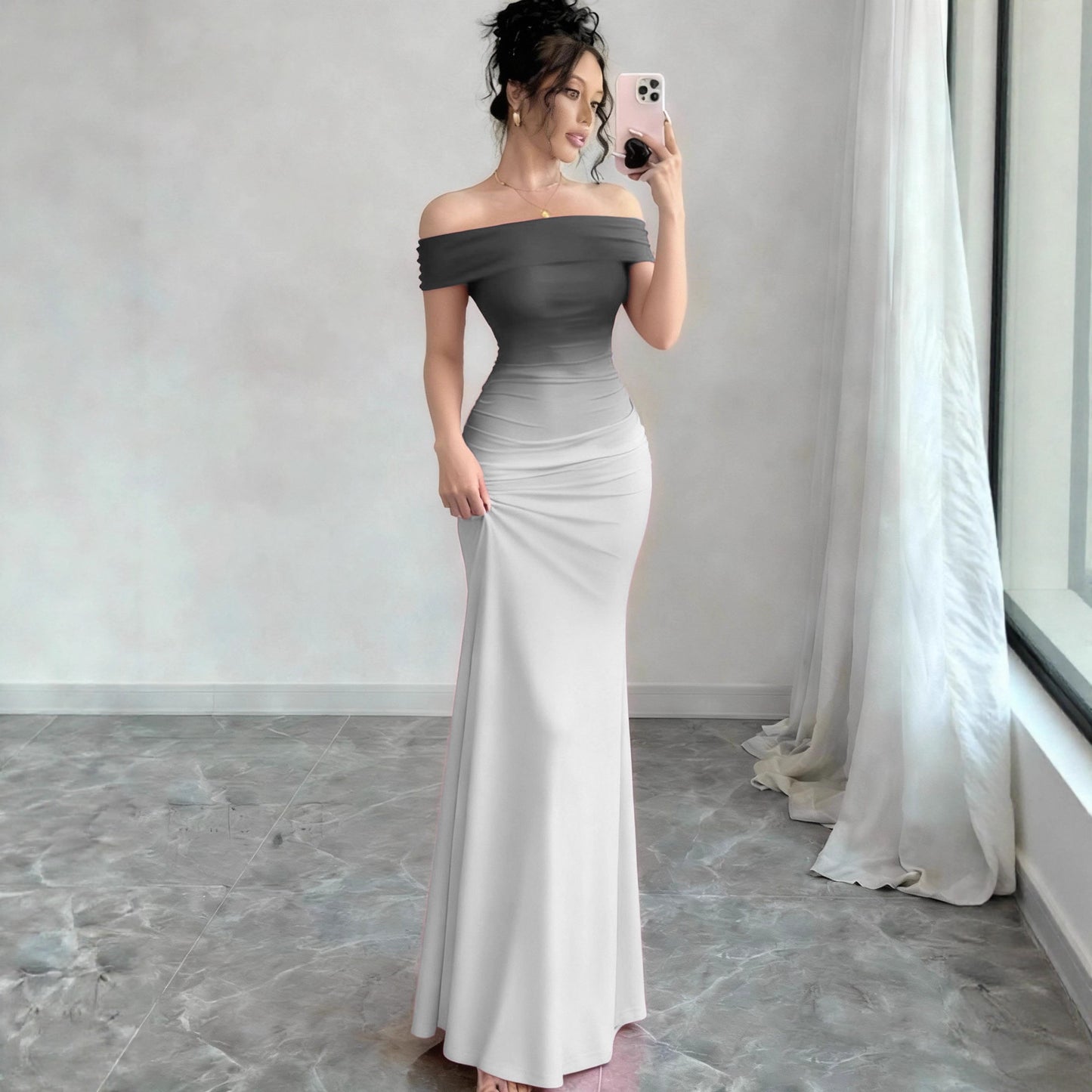 Comfortable Fashionable Gradient Tight Hip Long Dress