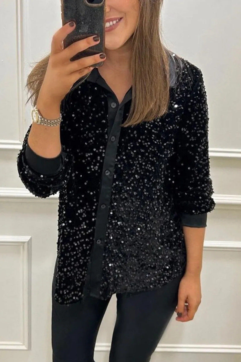 Women's Winter Solid Color Lapel Long Sleeve Tops