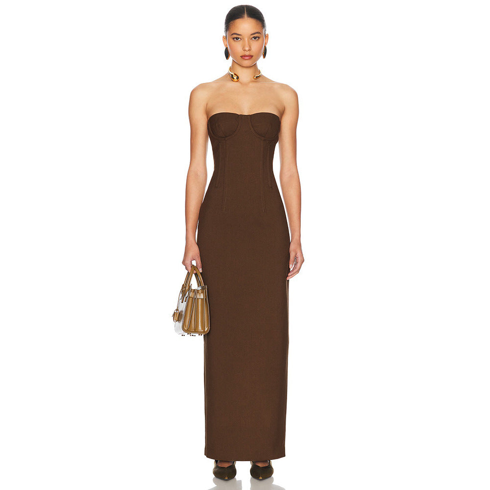 Dress Sleeveless Tube Backless Slit Long Dresses