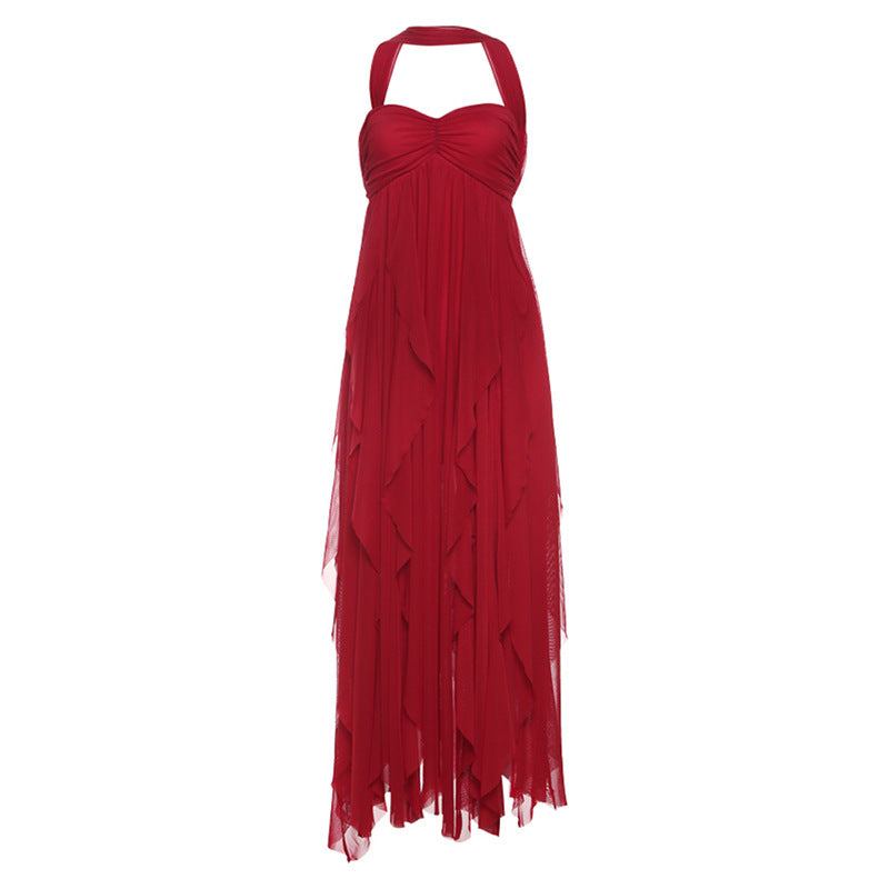 French Style Halter Chiffon Dress Sexy Bandeau Backless Dresses