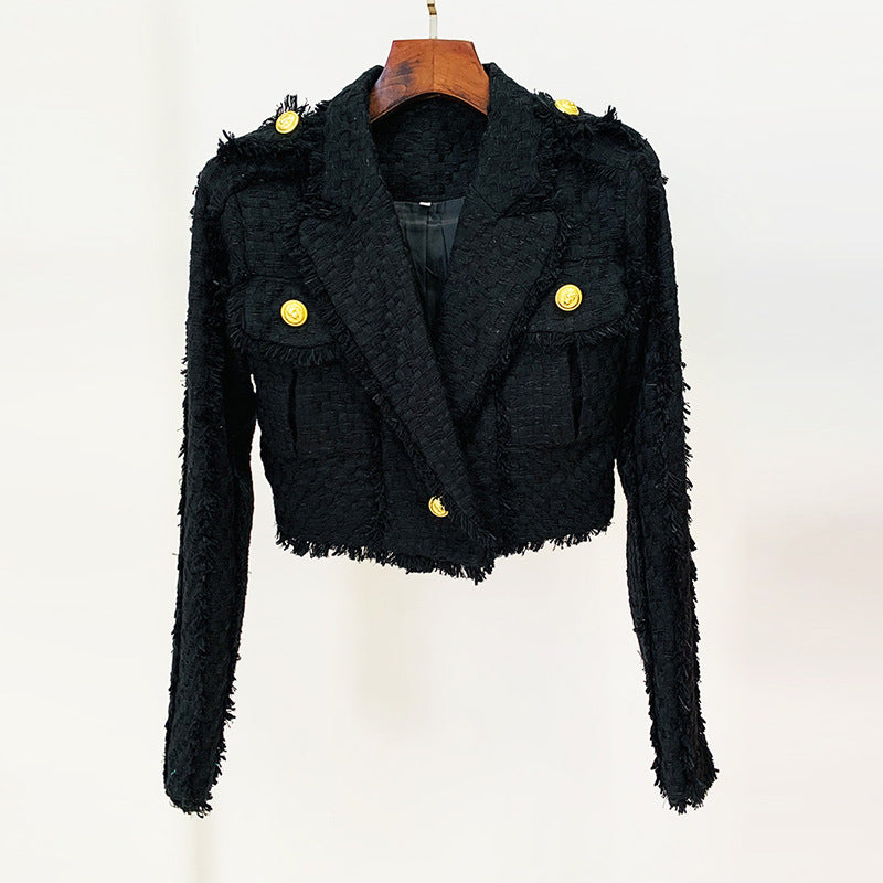 Classic Glamorous Fashion Temperamental Tweed Fringed Coats