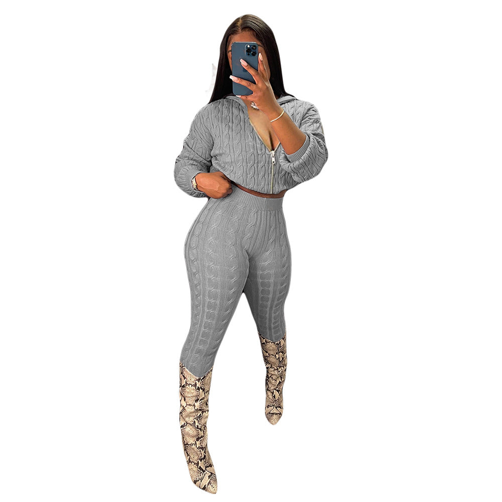 Innovative Women's Personality Zipper Set Two-piece Fashion Casual Suit