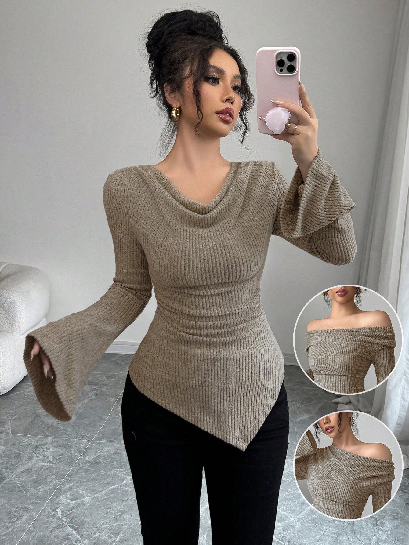 Women's Sense Niche Irregular Long Sleeve Bottoming Shirt Slim Sweater