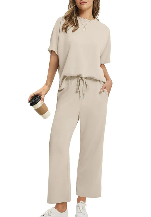 Pretty Popular Women's Short-sleeved Cropped Summer Fashion Casual Suit