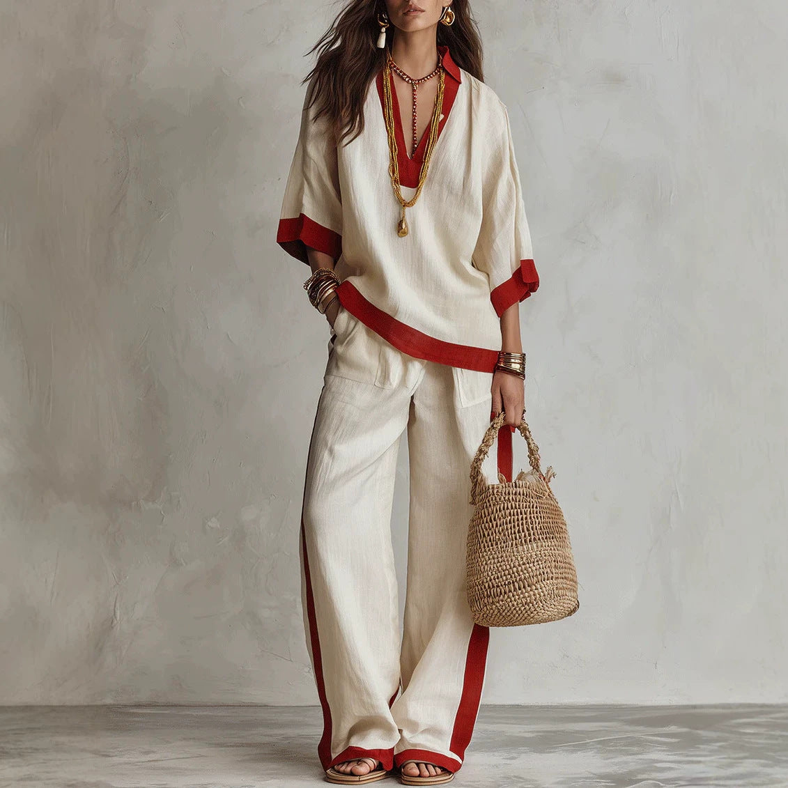 Women's Early Autumn Temperament Commute Contrast Color Fashion Casual Suit