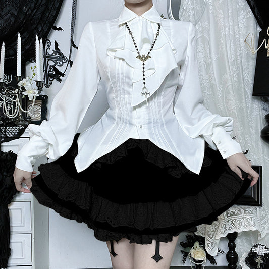 Subculture Gothic Style Lantern Sleeve Shirt Blouses