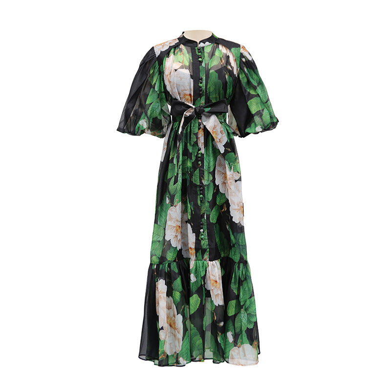 Women's Long Summer Fashion Puff Sleeve Vintage Dresses
