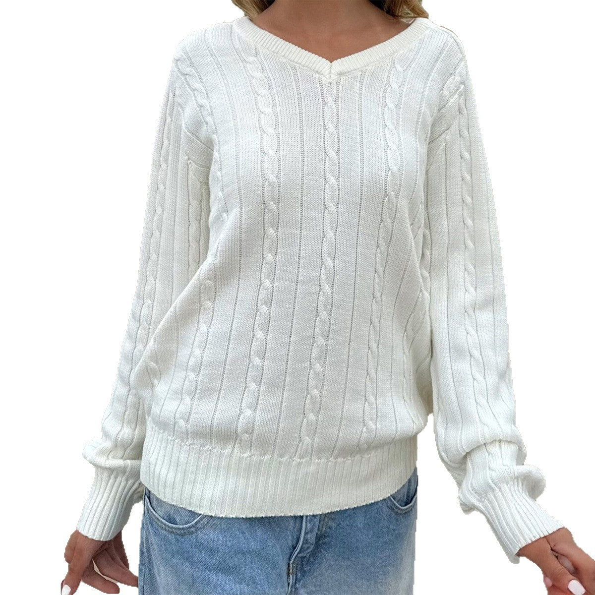 Women's Fashion Casual Solid Color Base Woolen Sweaters