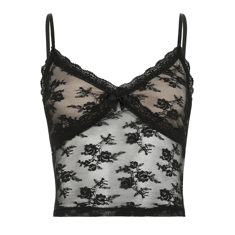 Pure Hot Sexy Mesh Stitching Lace Tops