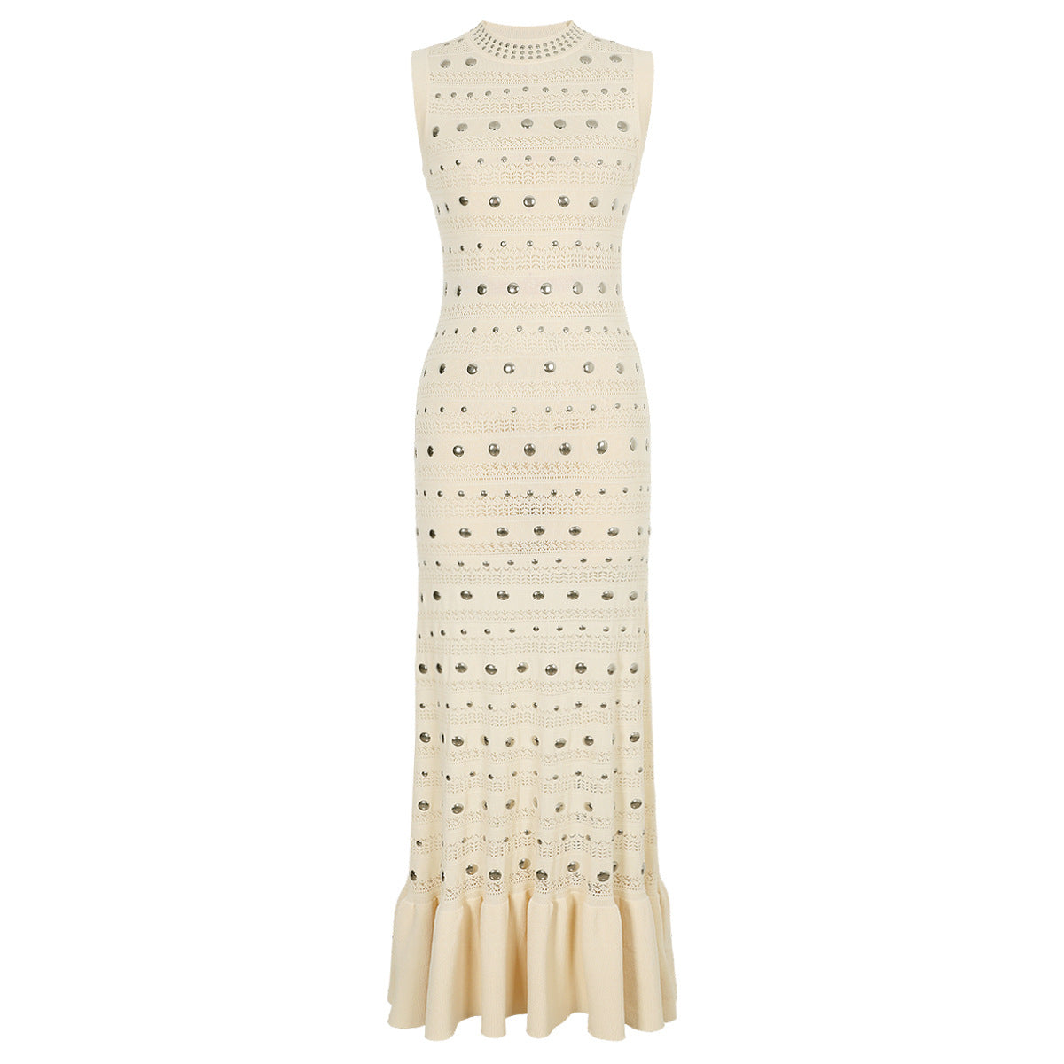 High Quality Summer Sleeveless Round Neck Rivet Dresses