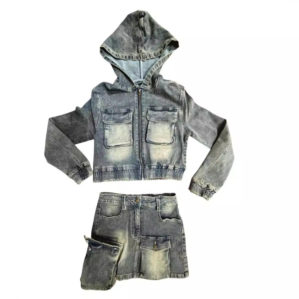 Cool New Durable Denim Stretch Hooded Suits