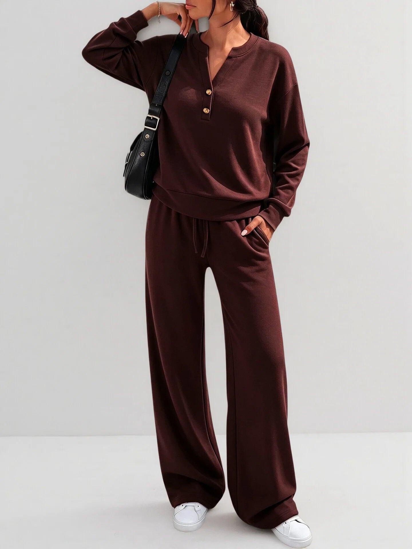 Women's Loose-fitting Long Sleeves Sports Two-piece Fashion Casual Suit