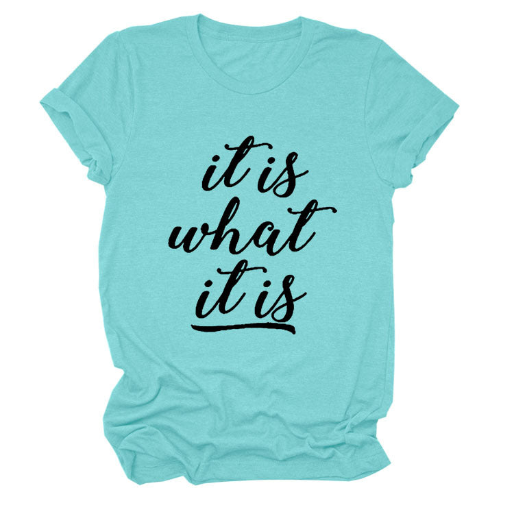 Women's Trendy Lettered Casual Sleeve T-shirt Shorts