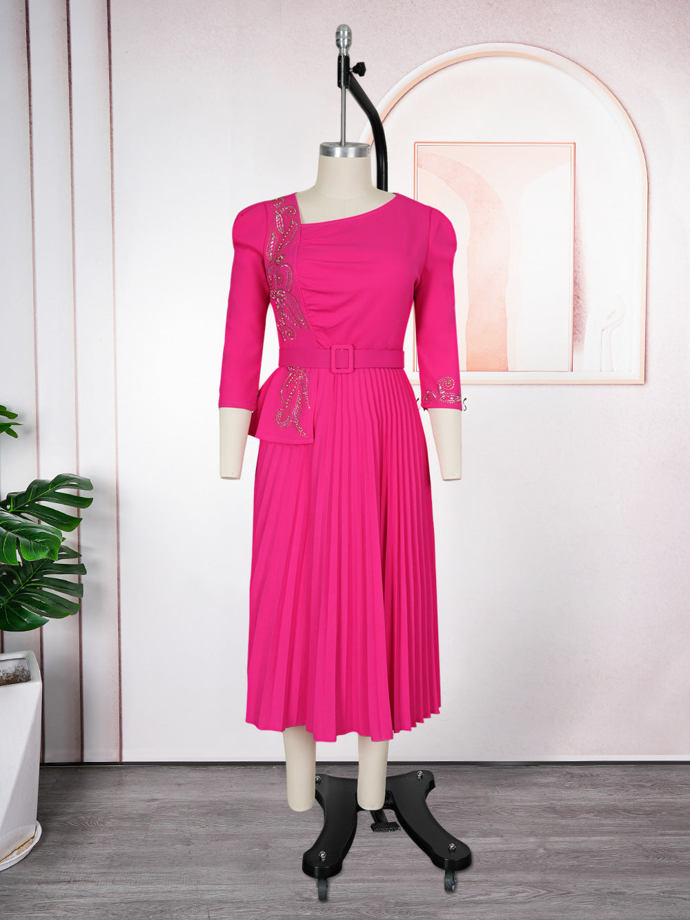 Women's Elegant Commuter Pleated African Wear Dress Dresses