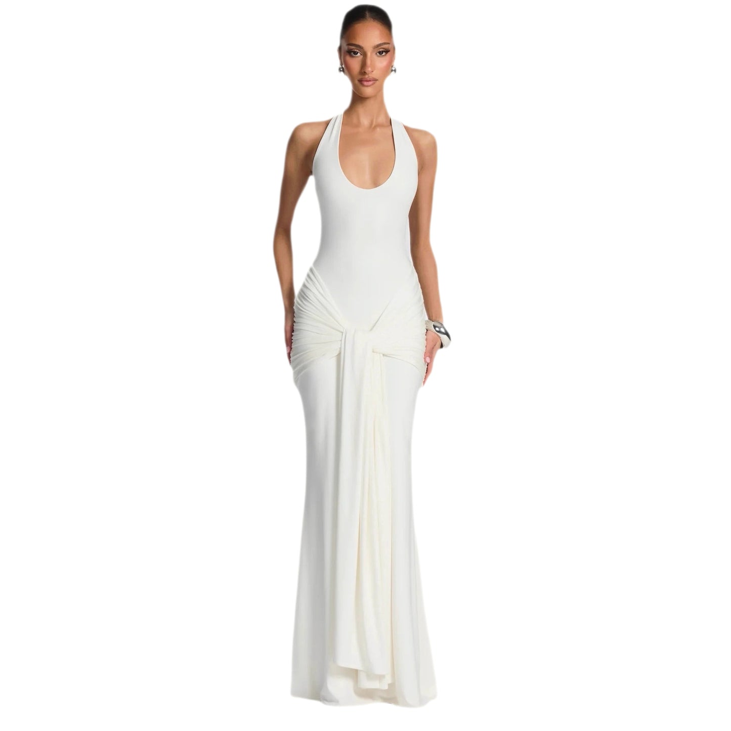 Women's Solid Color Sleeveless Waist Ribbon For Dress