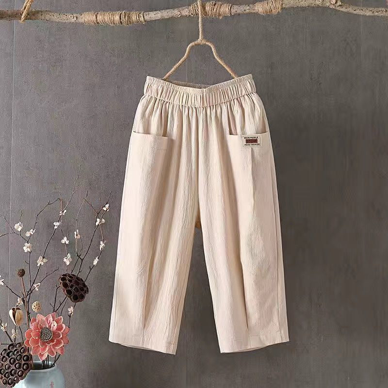 Women's Capri Summer Loose Comfort Breathable Elastic Waist Pants