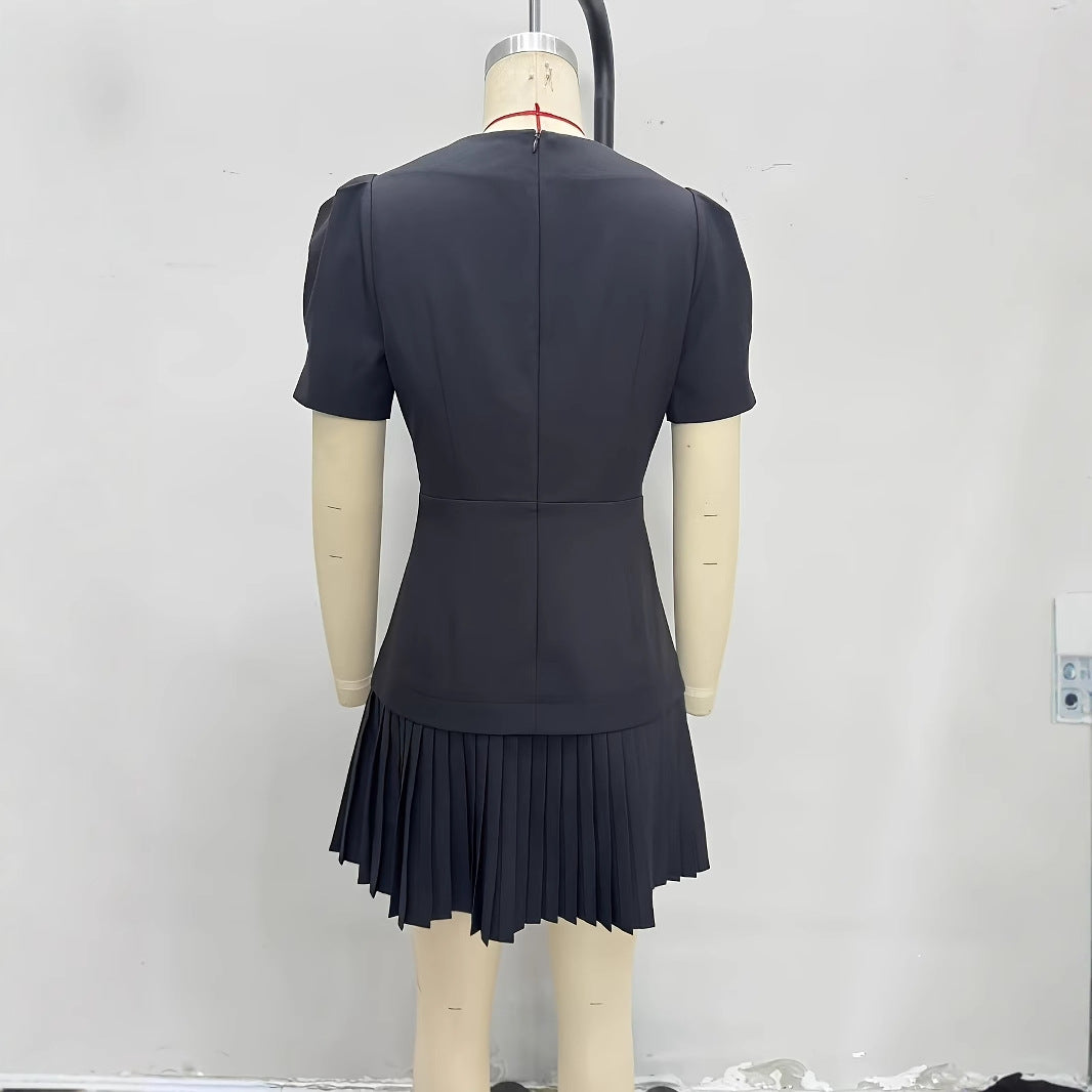 Women's Vintage Style Single-breasted Black Dress Button Dresses