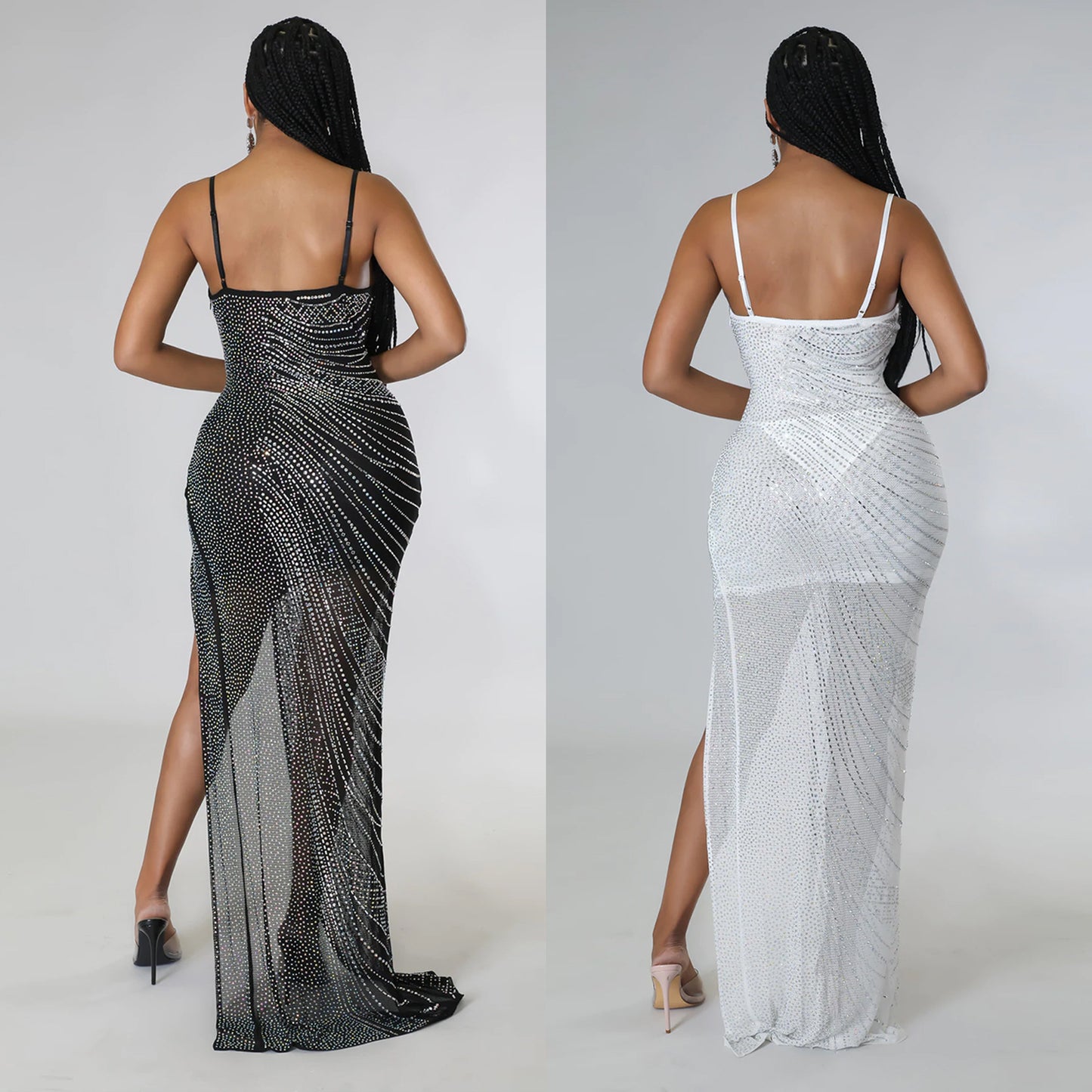 Women's Nightclub Party Sexy Strap Rhinestone Dress Dresses