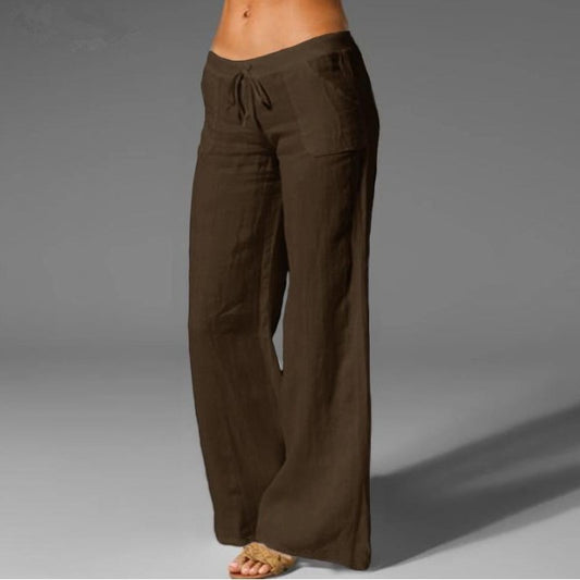 Women's Wide Leg Big Flared Pocket Cotton Pants