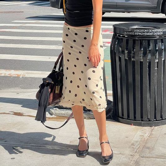 Women's Wooden Ear Temperament Street Contrast Color Low Skirts