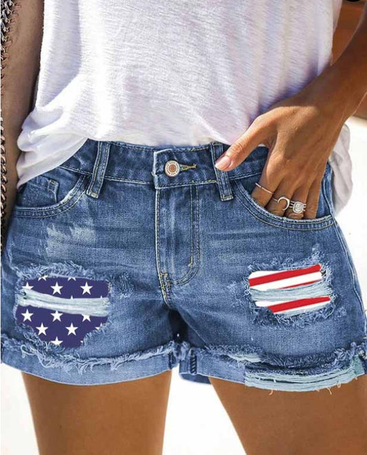 Fashion Summer Street Hipster Printed Denim Jeans