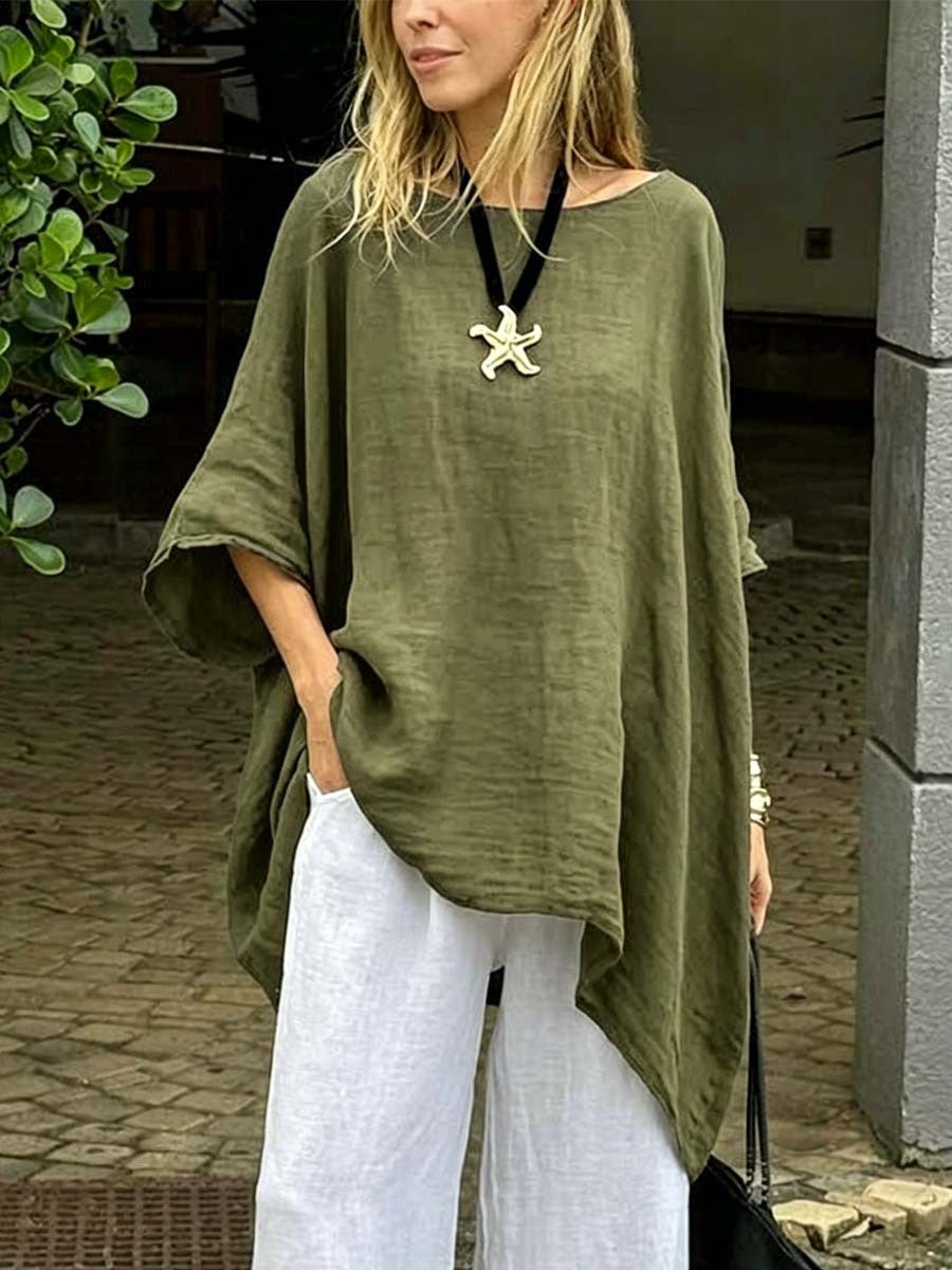 Women's Hem Batwing Sleeve Design Slim Fit Tops