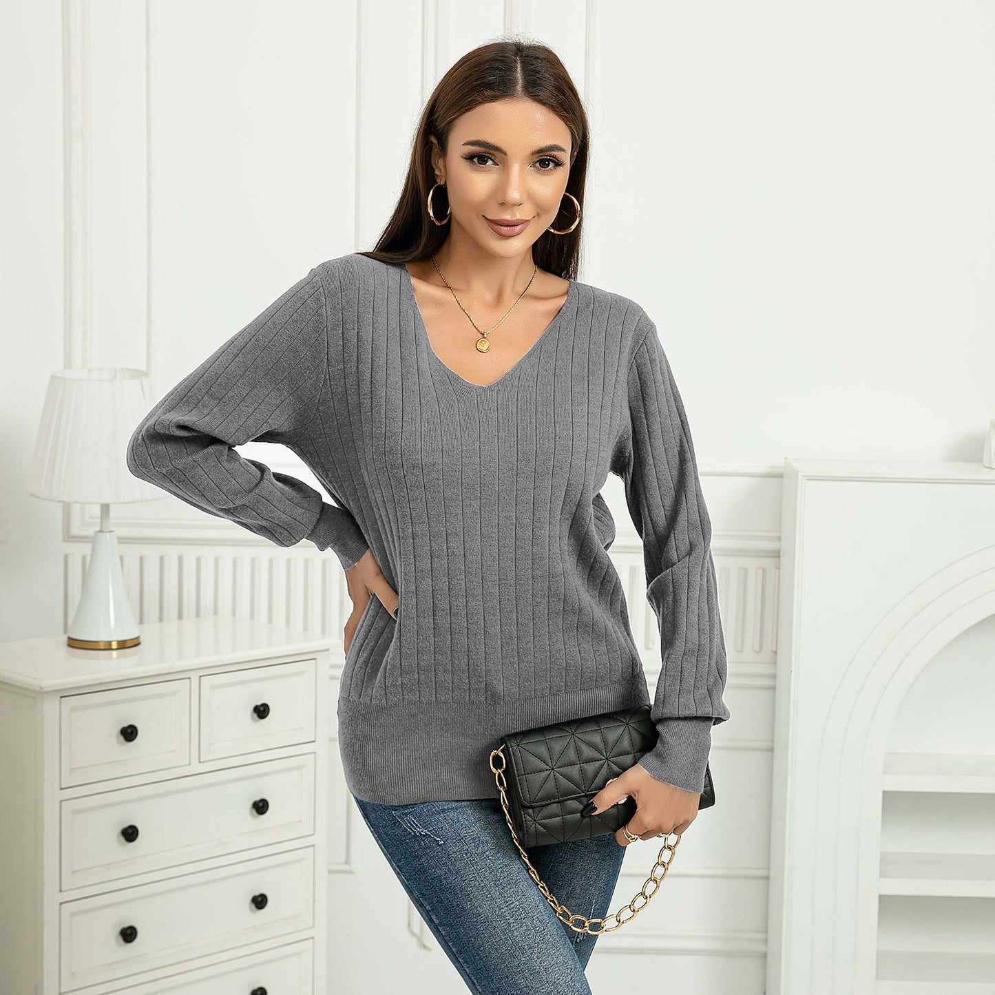 Women's Solid Color Bottoming Long Sleeve Pullover Sweater