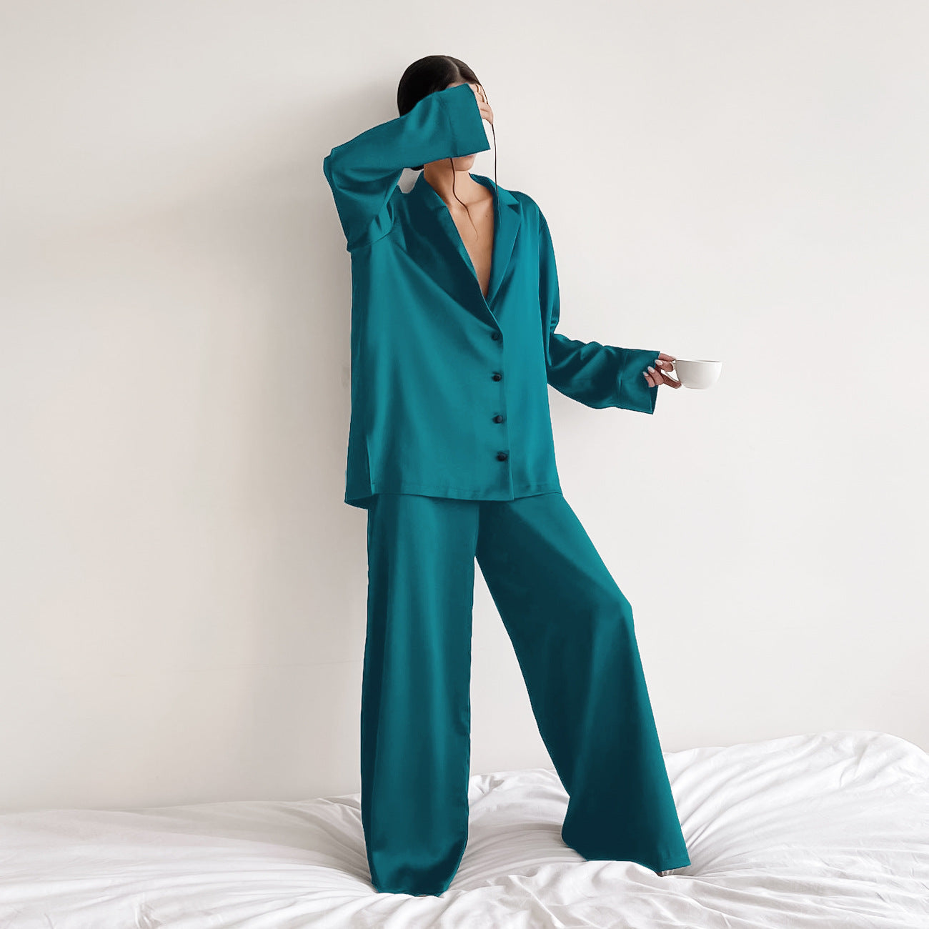 Women's Silk Comfort Breathable Two-piece Set French Suits