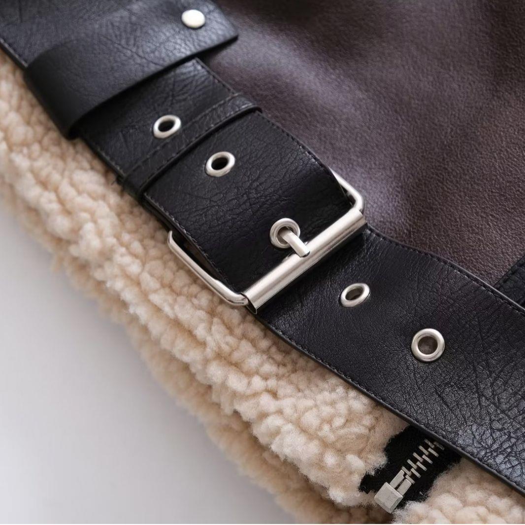 Women's Trendy Suede Fur Integrated Motorcycle Coats
