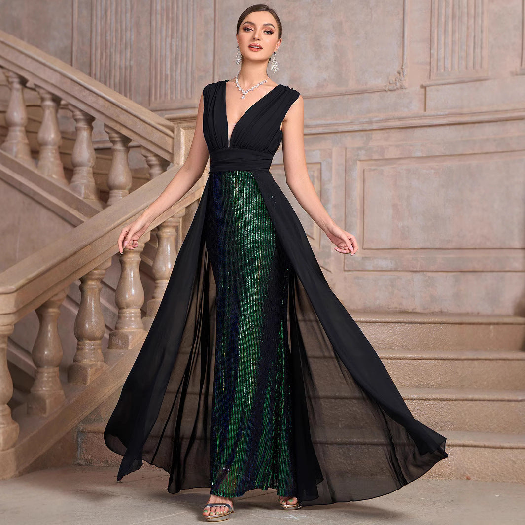Women's Label Dress Sequined Sleeveless Banquet Party Dresses