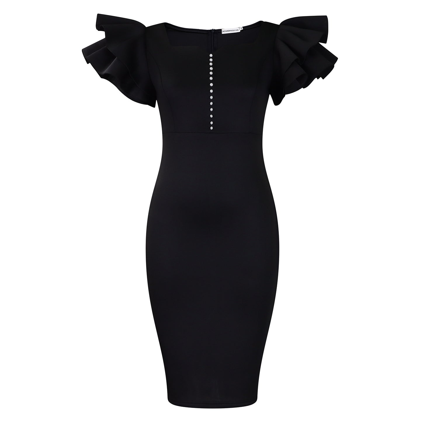 Women's Summer Fashion Wear Beaded Ruffle Sleeve Sheath Dress