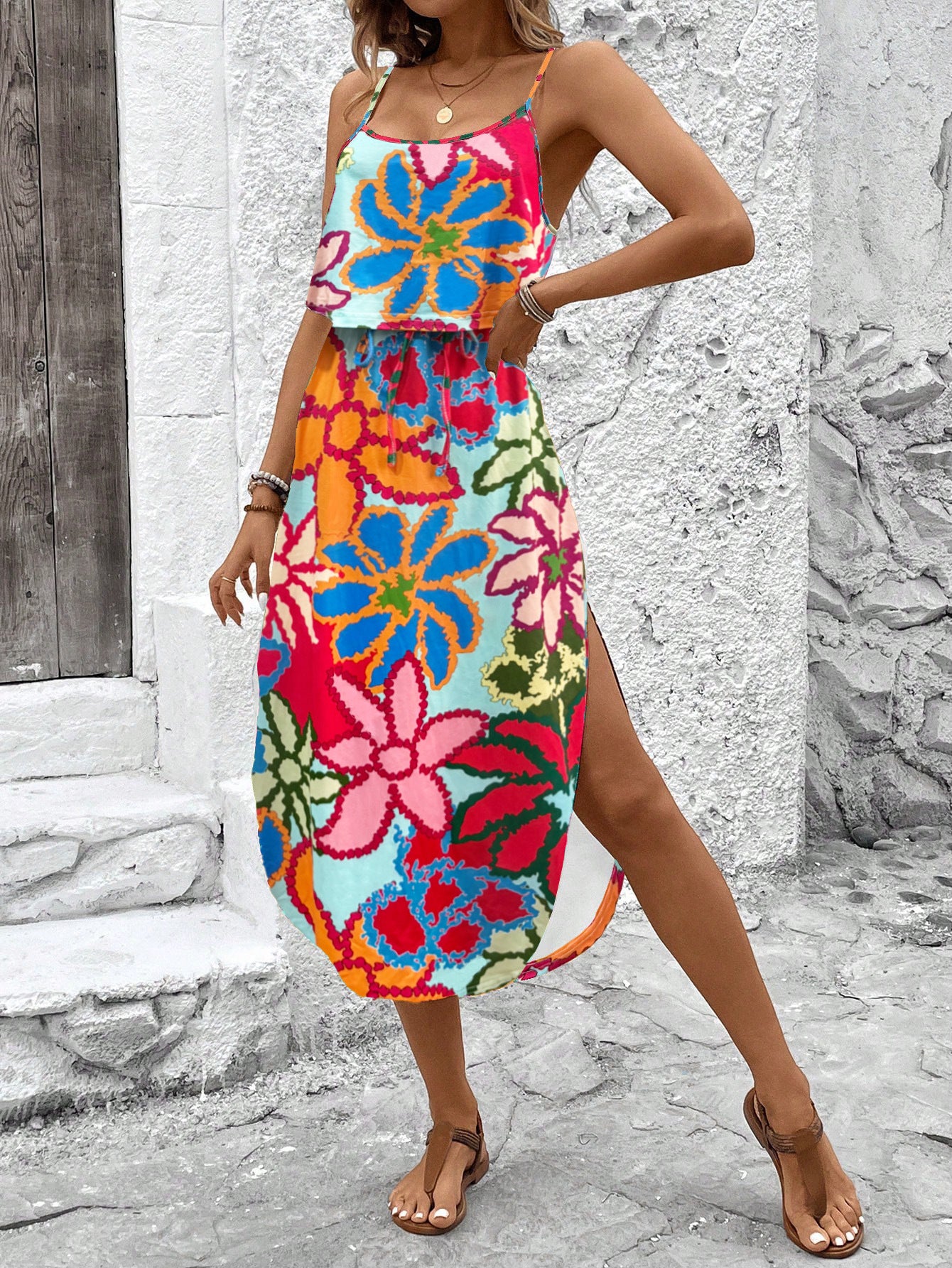New Attractive Versatile Graceful Printing Slip Dress