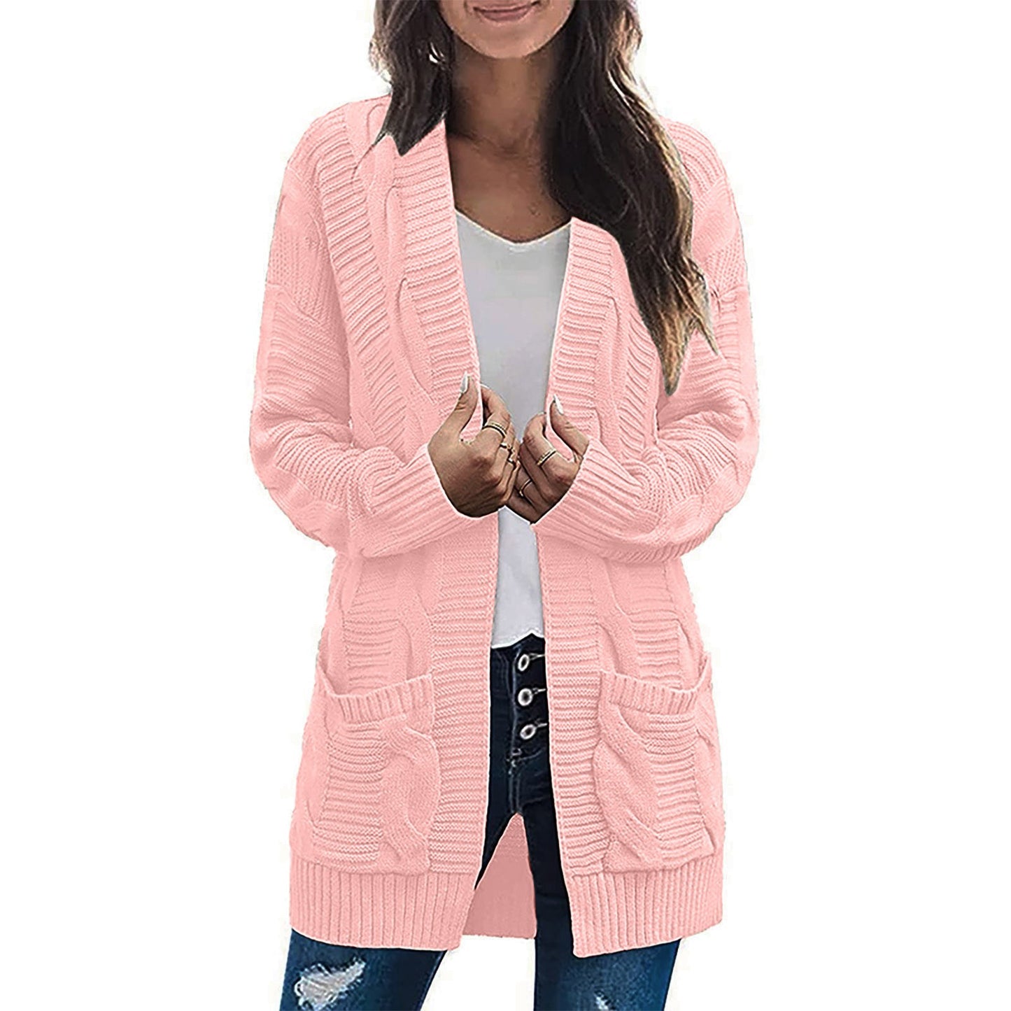 Cool Women's Twist Double Pocket Mid-length Coats