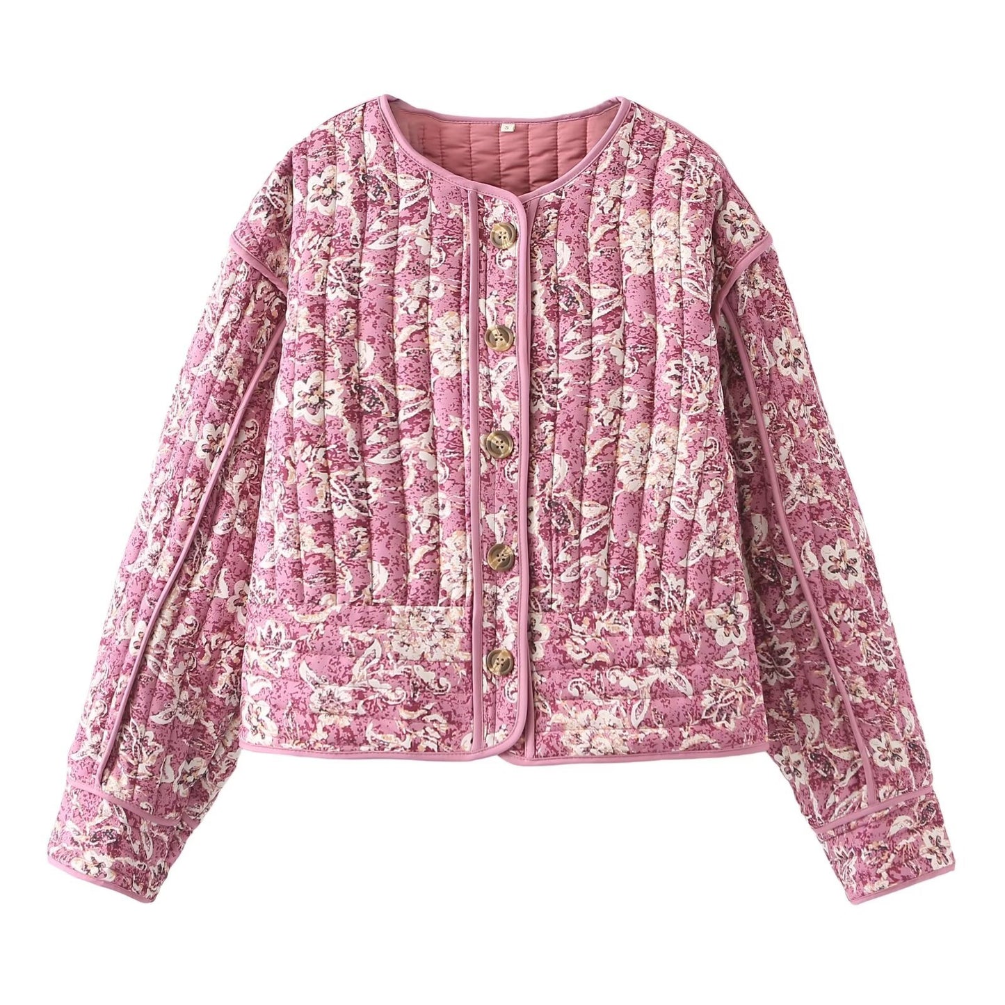 Women's Thick Round Neck Long Sleeve Printed Coats
