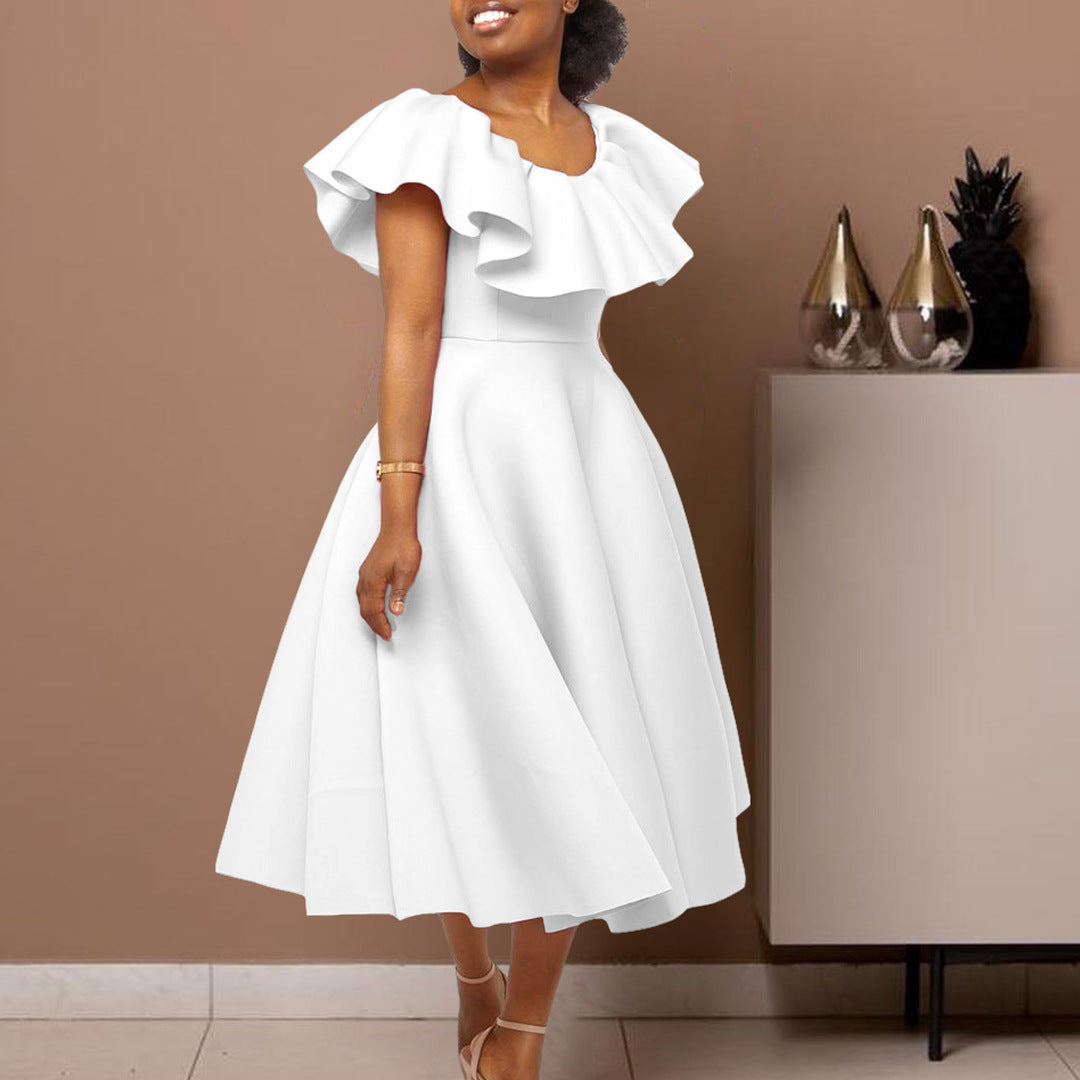 Fashionable Elegant Ruffled Banquet Party Formal Dress