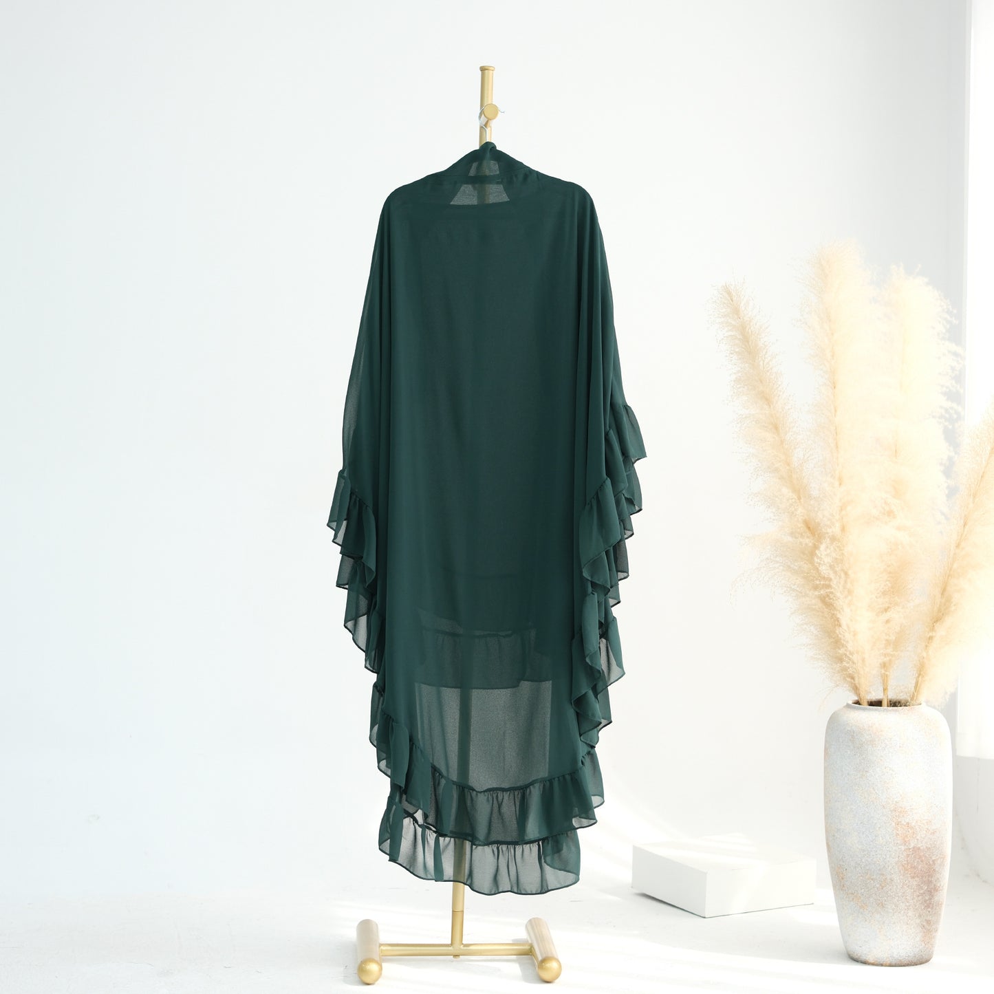 Ruffled Big Swing Headscarf Solid Color Dresses