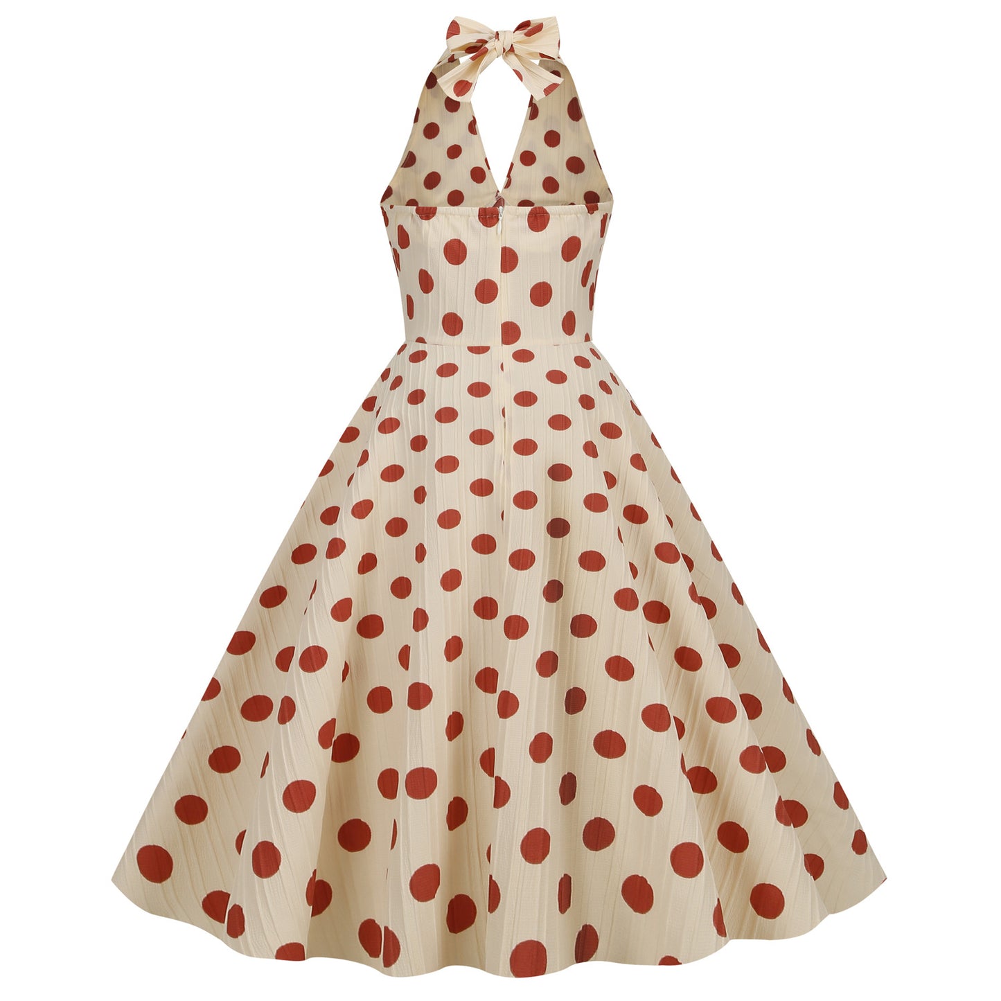 Women's High Waist Polka-dot Vacation Banquet Halter Backless Sexy Swing Dress